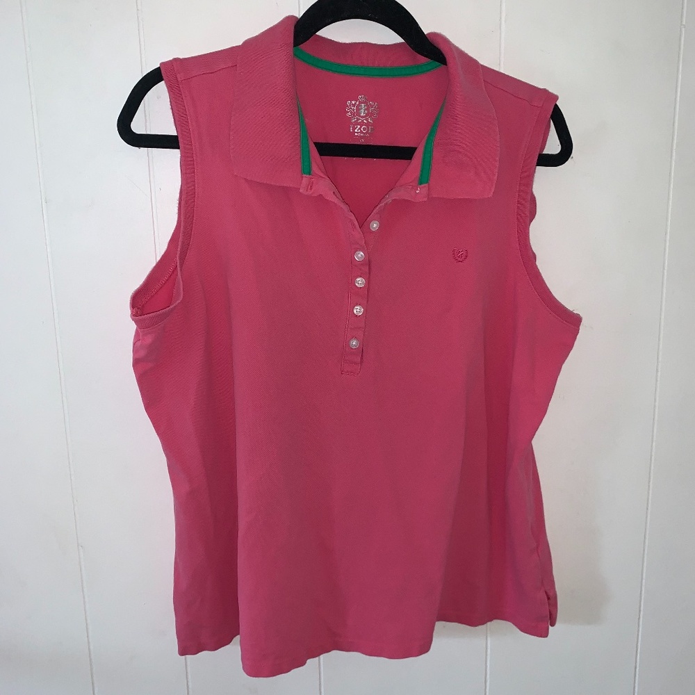 Izod Hot Pink Sleeveless Collared Golf Top 1X